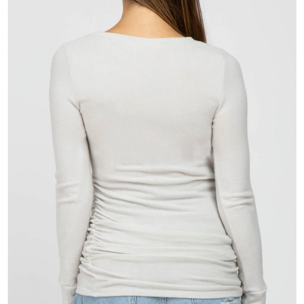 Cream Soft Knit Ruched Maternity Top - Picture 4 of 4